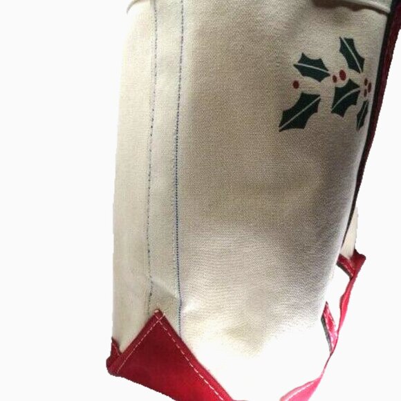 Rare Vintage L.L. Bean Christmas Holly Tote Bag, XL, 17" x 14" x 7" - Picture 5 of 6